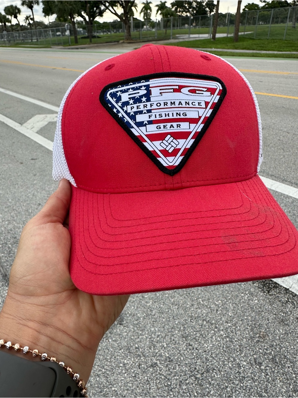 PFG Performance Fishing Gear Kids Red Mesh-Back Hat
